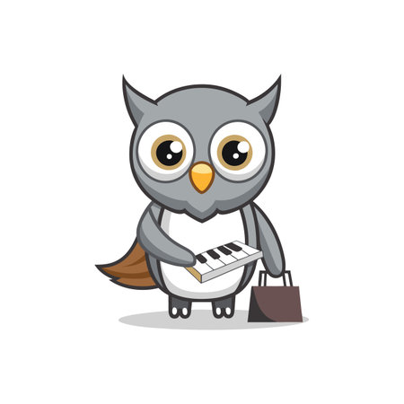 Restored Owl Playing Piano While Shoppingのイラスト素材