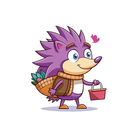 Hedgehog's Fun Bird Watching Adventureのイラスト素材