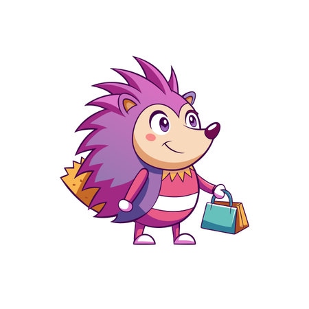 Shaky Hedgehog Bird Watching While Shoppingのイラスト素材