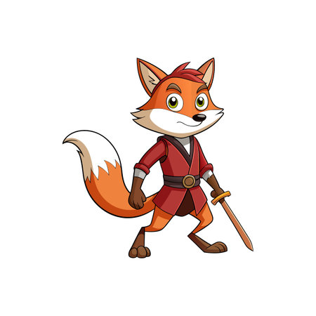 Careless Fox with Swordbelt on Walkのイラスト素材
