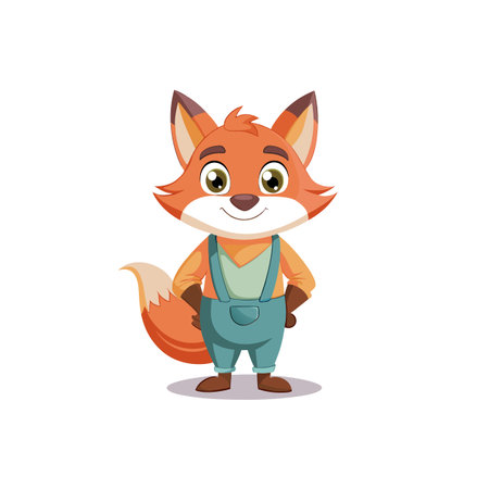 Wise Fox Wearing Jumpsuit Talking Generouslyのイラスト素材