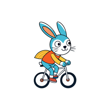 Cycling Rabbit Stepping Tight on Bikeのイラスト素材
