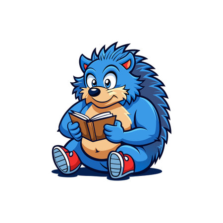 Muscular Hedgehog Enjoying a Reading Sessionのイラスト素材