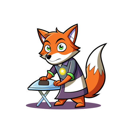 Playful Fox Ironing with Careのイラスト素材