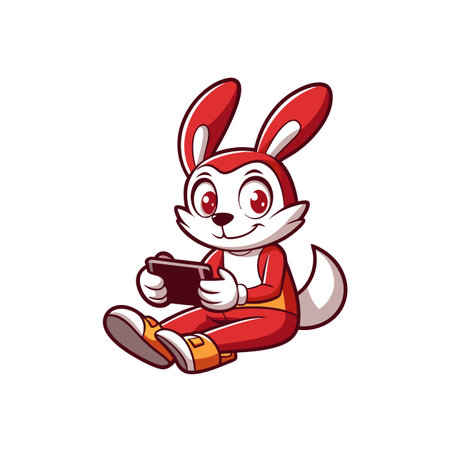 Stiff Rabbit Enlightening During Gamingのイラスト素材