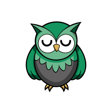 Shy Owl in Comic Style Sleeping Weakのイラスト素材