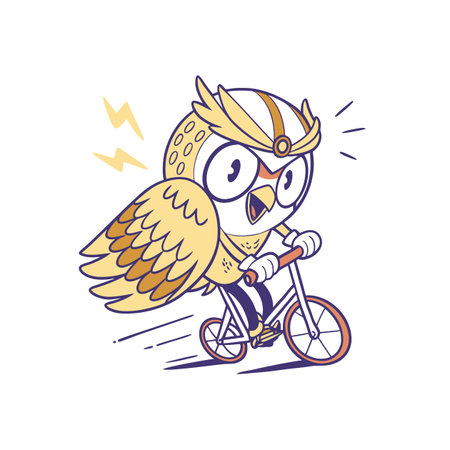 Shy Owl Cycling Under the Starsのイラスト素材