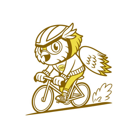 Sleep-Deprived Owl Cycling Through the Nightのイラスト素材