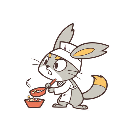 Creative Rabbit Preparing Tasty Dishes with Joyのイラスト素材