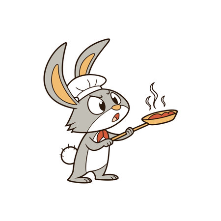 Energetic Rabbit Cooking with Passion in the Kitchenのイラスト素材