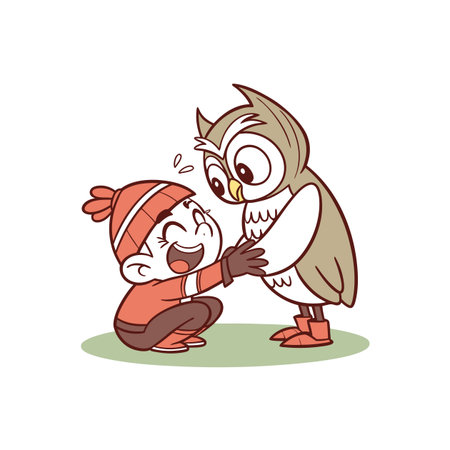 Owl Enthralled by a Playful Showのイラスト素材