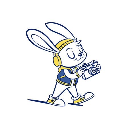 Energetic Bunny Ready for New Adventuresのイラスト素材