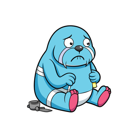 Walrus with Colorful Nail Artのイラスト素材