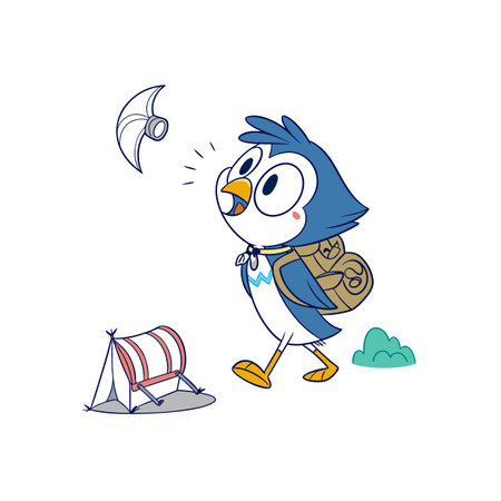 Charming Owl Camping Under the Starsのイラスト素材