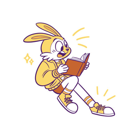 Energetic Bunny Enjoying a Good Bookのイラスト素材