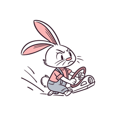 Energetic Bunny Driving in Clumsy Styleのイラスト素材