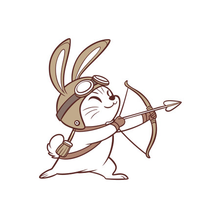 Energetic Overweight Rabbit Archery Danceのイラスト素材