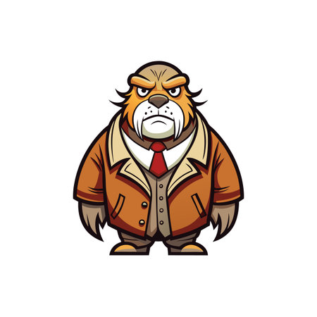 Whimsical Walrus in Burning Calligraphy Adventureのイラスト素材