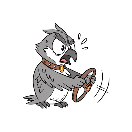 Energetic Shy Owl Driving in Dreamy Styleのイラスト素材
