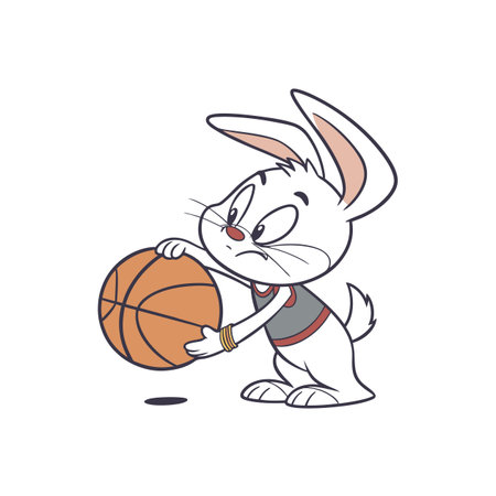 Active Rabbit Enjoying Basketball Gamesのイラスト素材