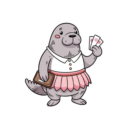 Walrus Passionately Collecting Stampsのイラスト素材