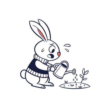 Sweaty Rabbit Hard at Work in Gardenのイラスト素材