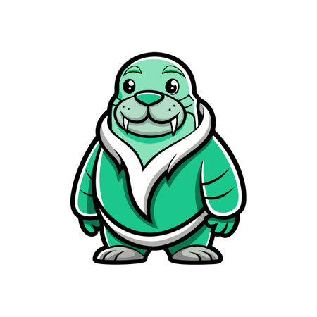 Joyful Walrus Gardening in Cold Weatherのイラスト素材