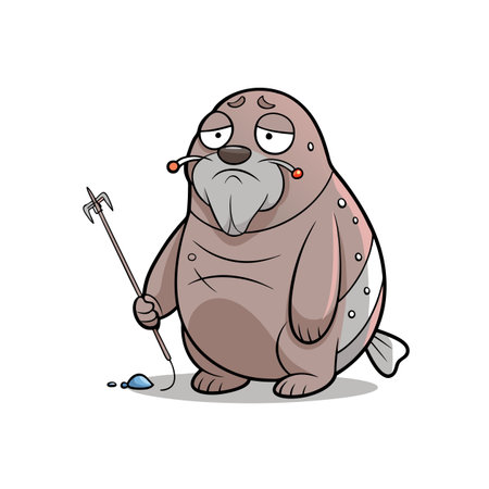 Creative Walrus Fishing While Incapacitatedのイラスト素材