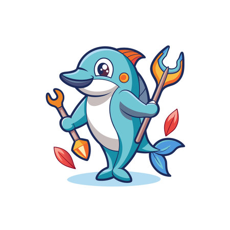 Peaceful Dolphin Researching with Calmのイラスト素材