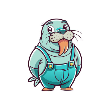 Whimsical Walrus in Warm Graphic Designのイラスト素材
