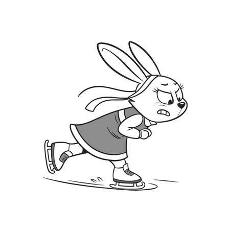 Playful Rabbit Enjoying Ice Skatingのイラスト素材