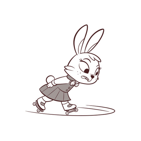 Shaky Rabbit Skating with Excitementのイラスト素材