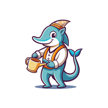 Creative Dolphin Strumming Songs on Guitarのイラスト素材