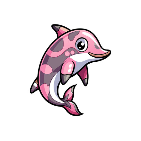 Curious Dolphin Discovering Ocean Treasuresのイラスト素材