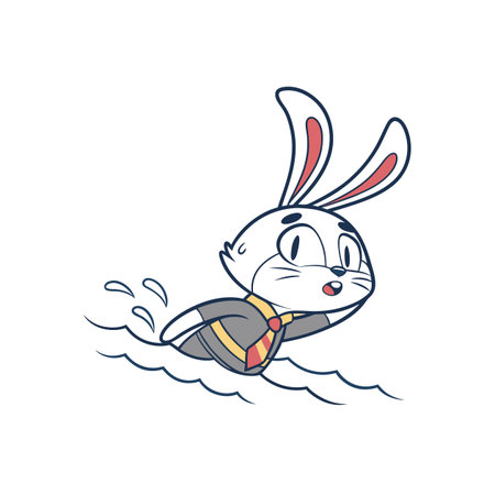 Whimsical Bunny Swimming in Loving Styleのイラスト素材