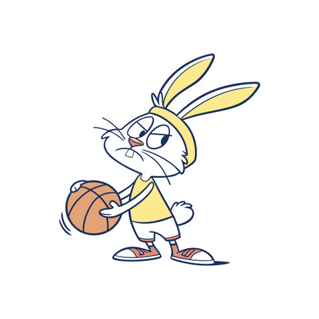 Delightful Rabbit Playing Basketball with Friendsのイラスト素材