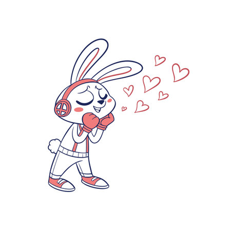 Delightful Bunny Enjoying Melodies with Friendsのイラスト素材