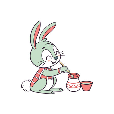Joyful Bunny Crafting Beautiful Potteryのイラスト素材