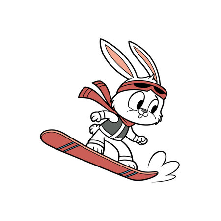Bunny's Playful Snowboarding Experienceのイラスト素材
