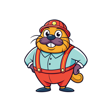 Walrus Creating Art with Mixing and Spinningのイラスト素材