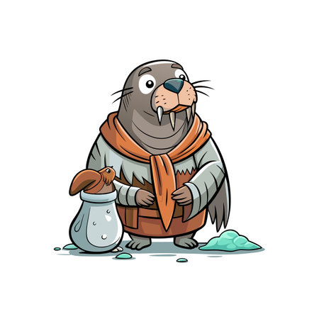 Digital Art of a Dehydrated Walrusのイラスト素材