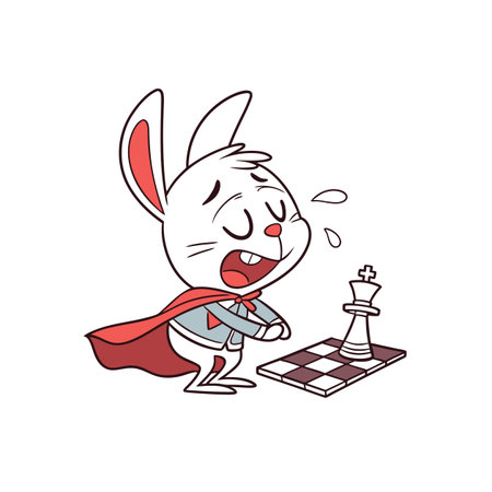 Lively Rabbit Playing Chess While in Painのイラスト素材