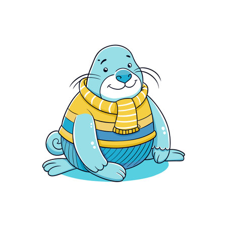 Stiff Walrus Knitting with Joyのイラスト素材