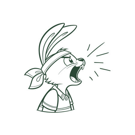 Lively Rabbit Practicing Calligraphy While Drainedのイラスト素材