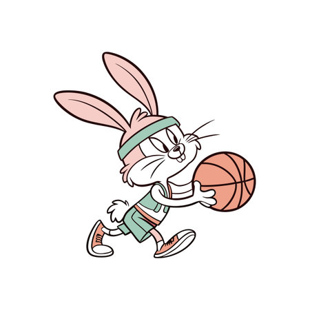 Whimsical Bunny in Relaxed Basketball Gameのイラスト素材