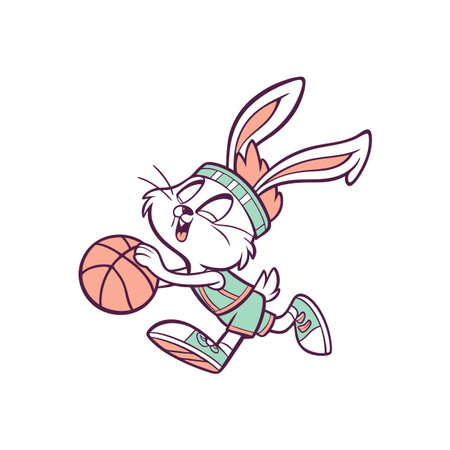 Relaxed Bunny Playing Basketball Energeticallyのイラスト素材