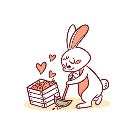 Creative Lazy Bunny in Charity Work Sceneのイラスト素材