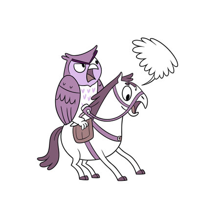 Creative Tight Owl in Horseback Riding Sceneのイラスト素材