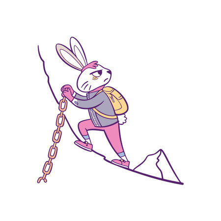 Sore Rabbit in a Mountaineering Adventureのイラスト素材