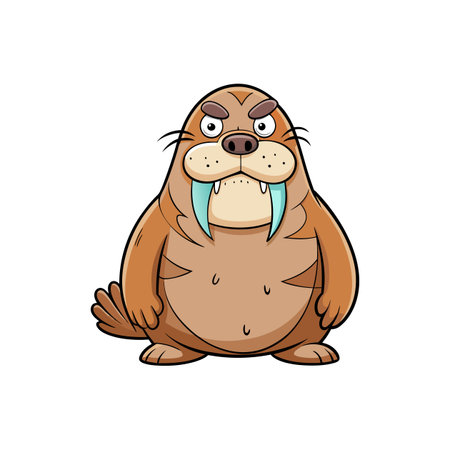 Fatigued Walrus Exploring Museumsのイラスト素材